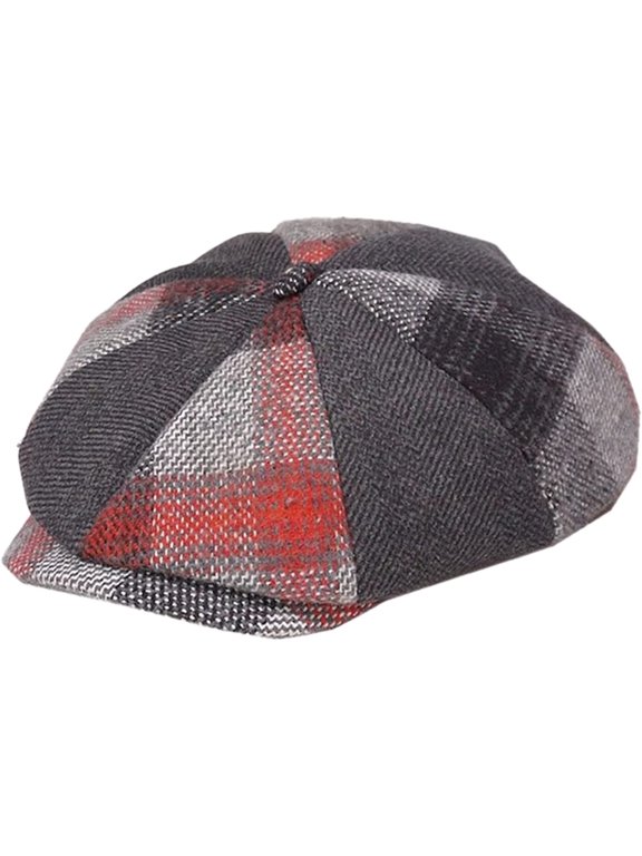 Newsboy Cap Men Women Vintage Tweed Octagonal Cap Woolen Male Plaid Patchwork British Style Flat Cap Beret Hat