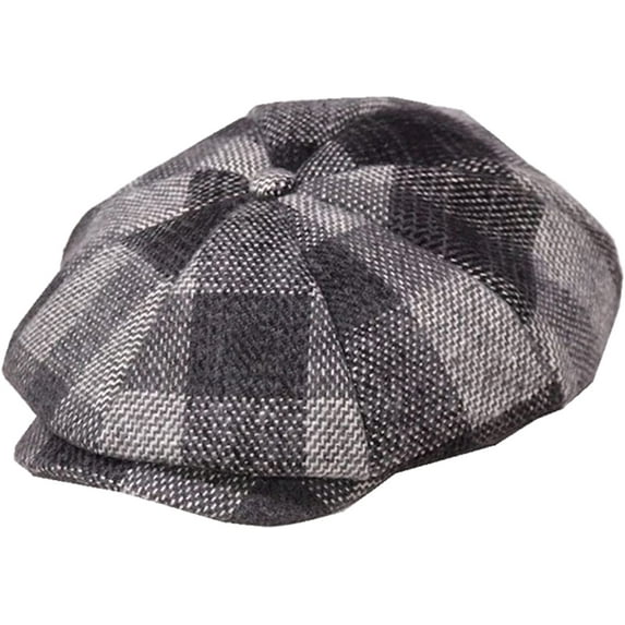 CoCopeaunts Newsboy Cap Men Women Vintage Tweed Octagonal Cap Woolen Male Plaid Patchwork British Style Flat Cap Beret Hat