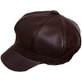 thumbnail image 1 of CoCopeaunts Newsboy Cap Plain Leather Beret Caps Men Women Vintage Artist Painter Octagonal Newsboy Hat Solid Autumn Winter Hat, 1 of 8