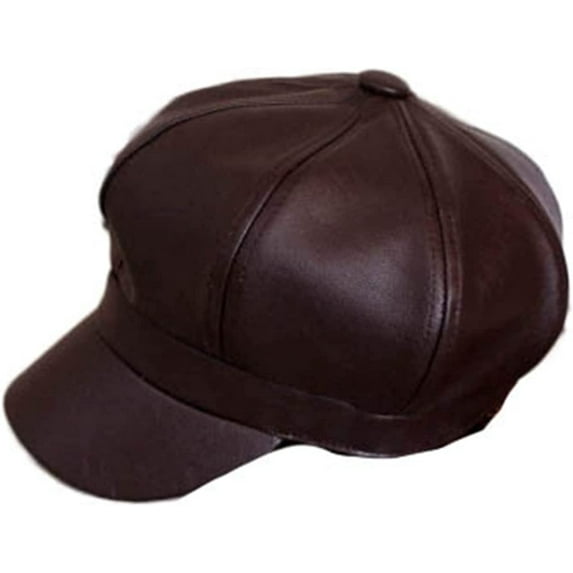 CoCopeaunts Newsboy Cap Plain Leather Beret Caps Men Women Vintage Artist Painter Octagonal Newsboy Hat Solid Autumn Winter Hat