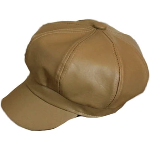 CoCopeaunts Newsboy Cap Plain Leather Beret Caps Men Women Vintage Artist Painter Octagonal Newsboy Hat Solid Autumn Winter Hat