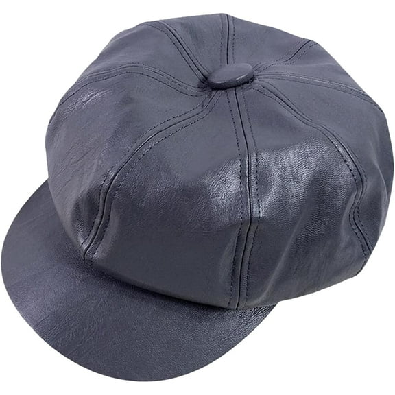 CoCopeaunts Newsboy Cap Solid Color Leather Octagonal Hat Fashion Warm Newsboy Hat for Men and Women Cute Caps Leather Beret Hat