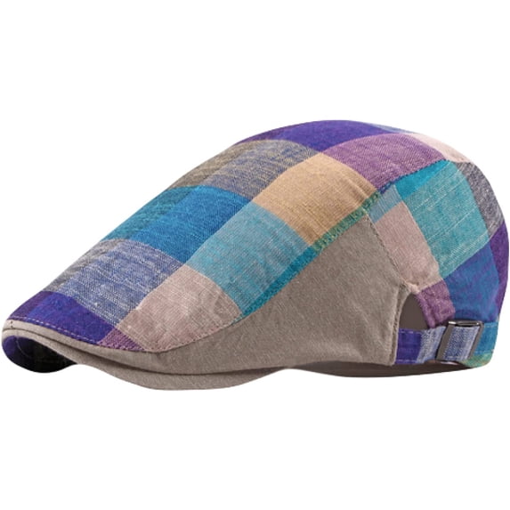 CoCopeaunts Newsboy Cap Spring Summer Beret Hat Men Women Plaid Flat Ivy Cap Unisex Colorful Sun Hats for Women Adjustable Beret