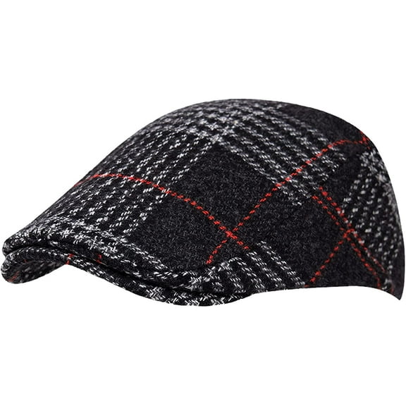 CoCopeaunts Newsboy Cap Woolen Plaid Mens Beret Ladies Beret Literary Youth Cabbie Hat Ivy Cap Peaked Cap Winter Hat