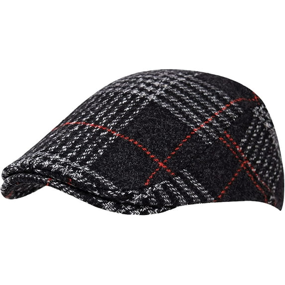 CoCopeaunts Newsboy Cap Woolen Plaid Mens Beret Ladies Beret Literary Youth Cabbie Hat Ivy Cap Peaked Cap Winter Hat