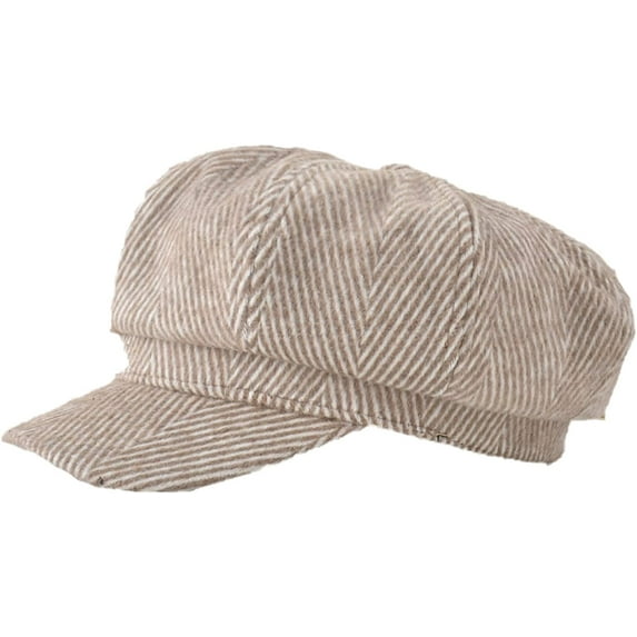 CoCopeaunts Newsboy Hat Octagonal Hat Women Winter Stripe Cap British France Retro Fashion Newsboy Cap Solid Beret Painter Cap