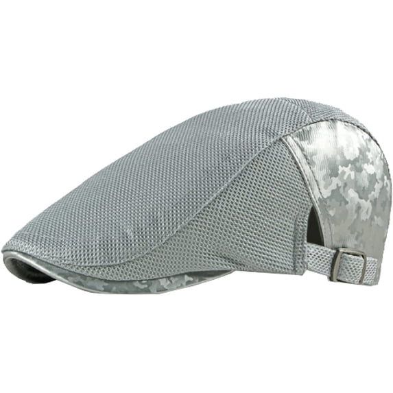 CoCopeaunts Newsboy Hats for Men Beret Summer Mesh Cap Adjustable Ivy Flat Cap Breathable Sun Hat Vintage Camouflage Newsboy Cap