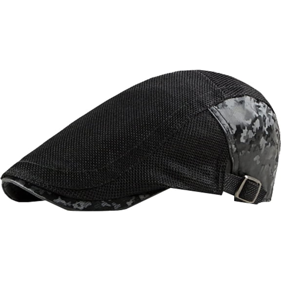 CoCopeaunts Newsboy Hats for Men Beret Summer Mesh Cap Adjustable Ivy Flat Cap Breathable Sun Hat Vintage Camouflage Newsboy Cap