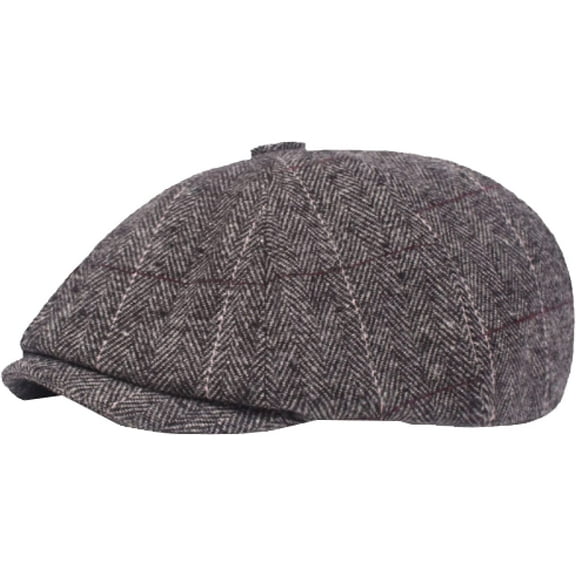 CoCopeaunts Newsboy Hats for Men Beret Vintage Retro Octagonal Newsboy Cap Autumn Winter Artist Painter Plaid Beret Hat