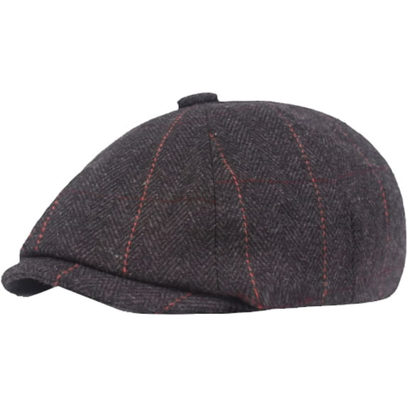 CoCopeaunts Newsboy Hats for Men Beret Vintage Retro Octagonal Newsboy Cap Autumn Winter Artist Painter Plaid Beret Hat