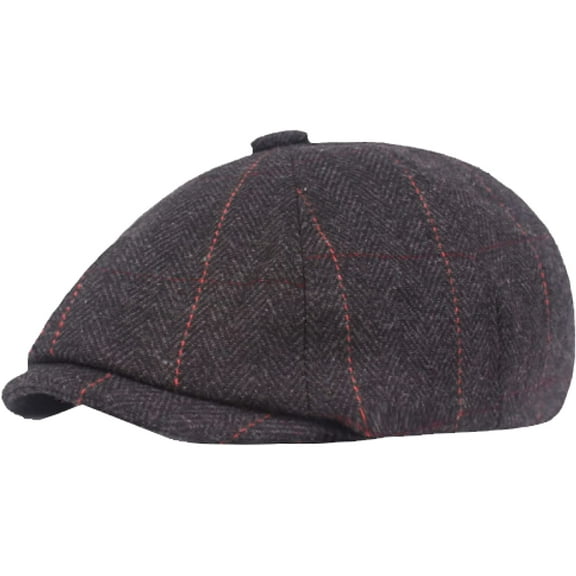 CoCopeaunts Newsboy Hats for Men Beret Vintage Retro Octagonal Newsboy Cap Autumn Winter Artist Painter Plaid Beret Hat