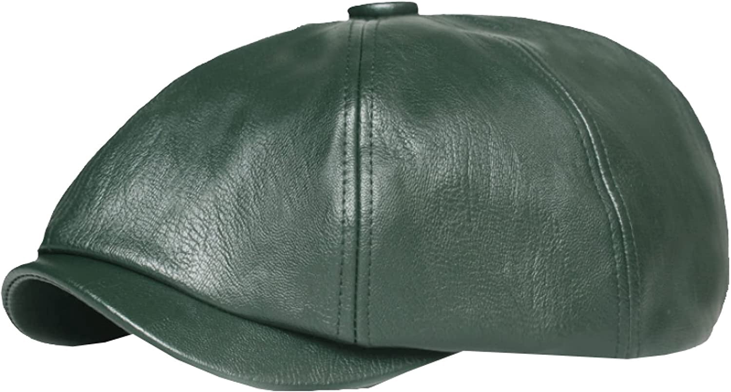 Octagonal Hat CoCopeaunts Newsboy Hats for Men Spring Autumn PU Leather Hat Female ...