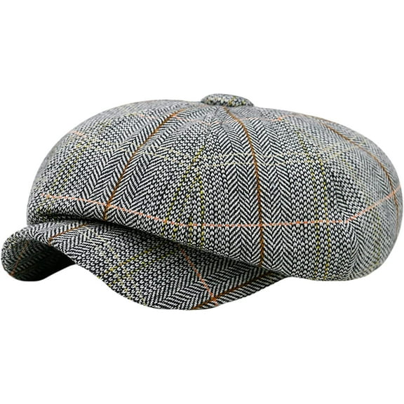CoCopeaunts Newsboy Hats for Men Women British Style Spring Octagonal Hat Vintage Adjustable Checkered Beret Hat