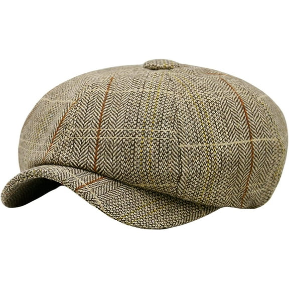 CoCopeaunts Newsboy Hats for Men Women British Style Spring Octagonal Hat Vintage Adjustable Checkered Beret Hat
