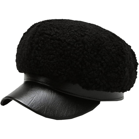 CoCopeaunts Newsboy Hats for Women Autumn Winter Hat Lady Fleece Octagonal Newsboy Cap Artist Painter Beret Hat