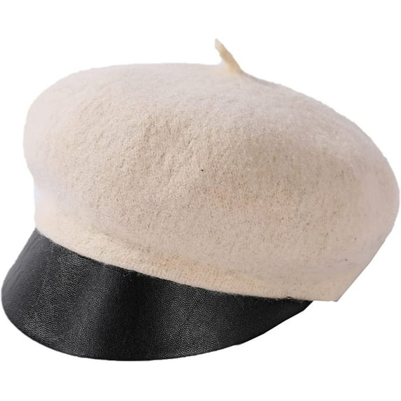 CoCopeaunts Newsboy Hats for Women Fashion Winter Hat Leather Brim Beret Hat Vintage Casual Newsboy Cap Retro Berets