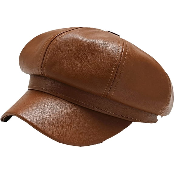 CoCopeaunts Newsboy Hats for Women Octagonal Cap Autumn Winter Leather Panama Stylish Artist Painter Newsboy Cap Womens Beret Hat