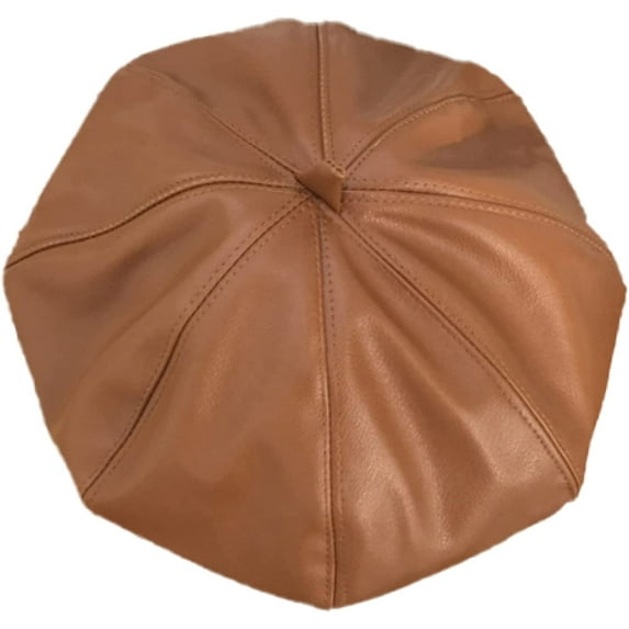 CoCopeaunts Newsboy Hats for Women PU Leather Hat Female Octagonal Newsboy Cap Ladies Beret Hat Vintage Artist Painter Hat