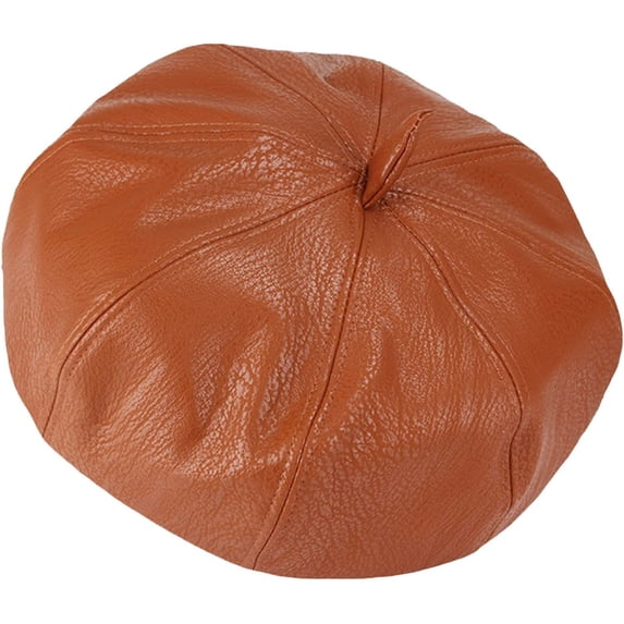 CoCopeaunts Newsboy Hats for Women PU Leather Octagonal Cap Autumn Winter Solid Color Vintage Style Beret Hat Leisure Newsboy Cap