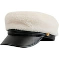 thumbnail image 1 of CoCopeaunts Newsboy Hats for Women White Wool Cap Black PU Leather Visor Wool Hats Newsboy Cap Baker Boy Hats Adjustable, 1 of 7