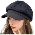 thumbnail image 1 of CoCopeaunts Newsboy Hats for Women, Women Newsboy Cap Winter Felt Retro Polka Dots Fashion All-Match Beret Cap, 1 of 4