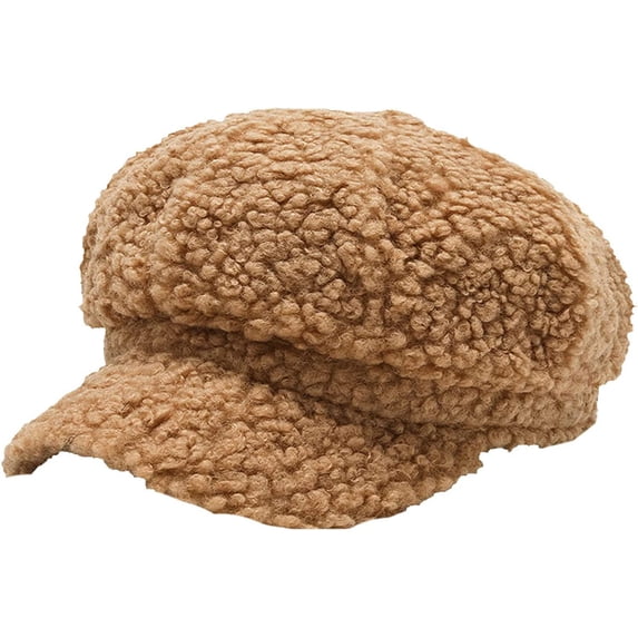 CoCopeaunts Octagon Lambswool Newsboy Hats for Women Autumn Winter Hat Female Newsboy Cap Warm Outdoor Beret Painter Hats