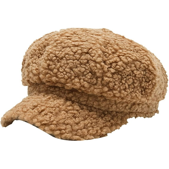 CoCopeaunts Octagon Newsboy Cap for Women Warm Winter Hat Japanese Style Beret Hat Solid Color Warm Outdoor Baker Boy Cap