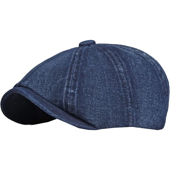 CoCopeaunts Octagonal Newsboy Cap Berets Men Women Flat Cap Hat Washed Cotton Denim Beret Cap Vintage Artist Painter Beret Hat