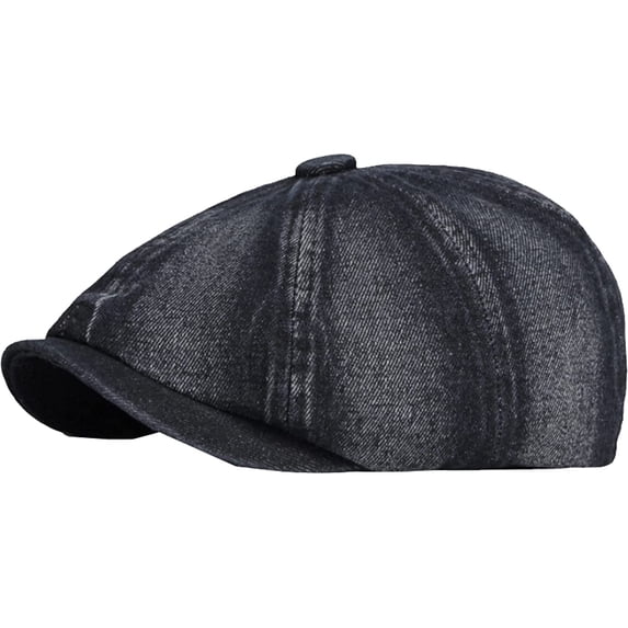 CoCopeaunts Octagonal Newsboy Cap Berets Men Women Flat Cap Hat Washed Cotton Denim Beret Cap Vintage Artist Painter Beret Hat