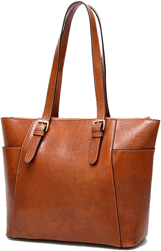 Sac à Main Cabas Femme Grande Capacité En Simili Cuir PU - Format Slouchy Rétro Avec Fermeture Zippée - Idéal Travail, Voyage - Couleurs Classiques - 6