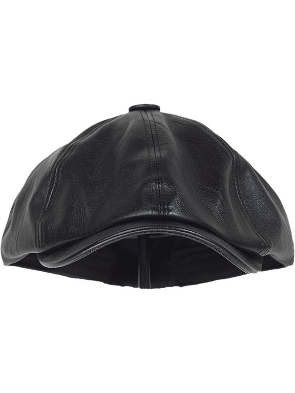 PU Leather Newsboy Cap Solid Octagonal Hat Men Women Detective Hats Retro Flat Caps Unisex Four Seasons Baker Boy Hat