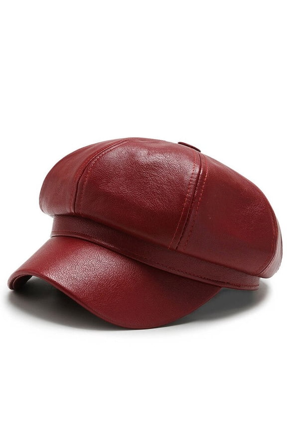 PU Leather Octagonal Hats Women Men Spring Autumn Sailor Hats for Women Men Black Grey Flat Top Captain Cap Travel Cadet Hat