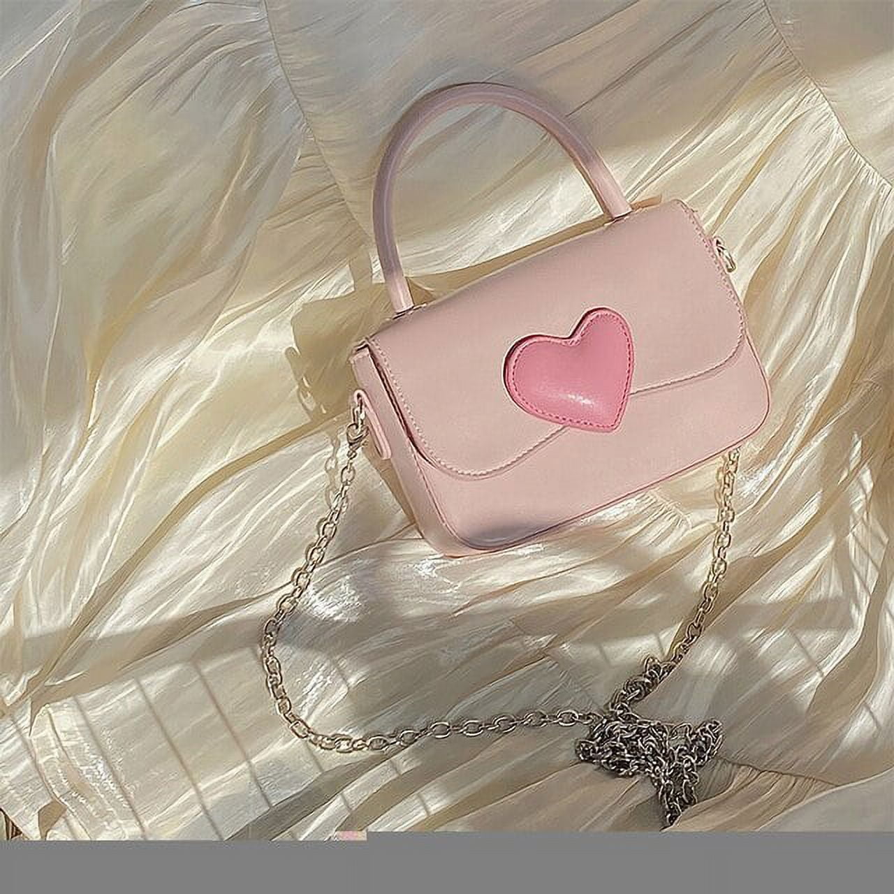 CoCopeaunts Pink Love Heart Women Chain Small Square Shoulder Bag Fashion  Trend Lady Phone Purse Handbags Female Crossbody Messenger Bags 