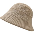 thumbnail image 1 of CoCopeaunts Plain Bucket Hat Women Girls Winter Warm Solid Color Beanie Hat Chunky Cable Knit Hats Foldable Floppy Knitted Cap, 1 of 8