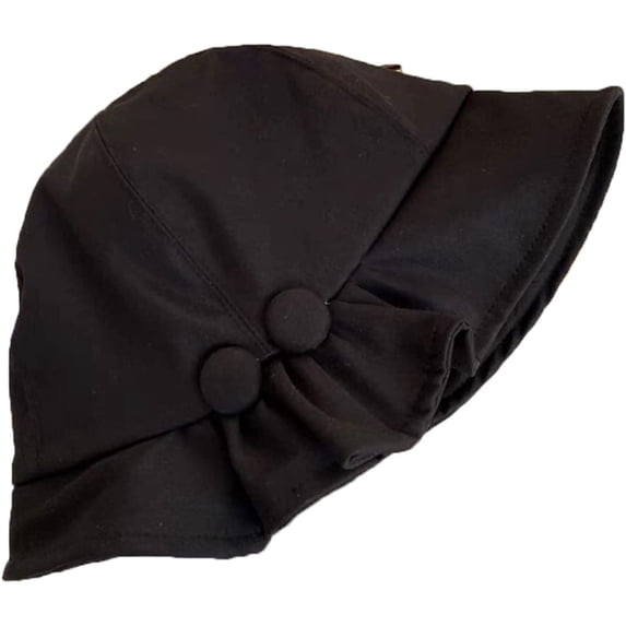 CoCopeaunts Plain Bucket Hat for Women Four Seasons Solid Color Button Pleated Fisherman Hat Outdoor Wild Wear Thin Bucket Cap