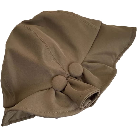 CoCopeaunts Plain Bucket Hat for Women Four Seasons Solid Color Button Pleated Fisherman Hat Outdoor Wild Wear Thin Bucket Cap