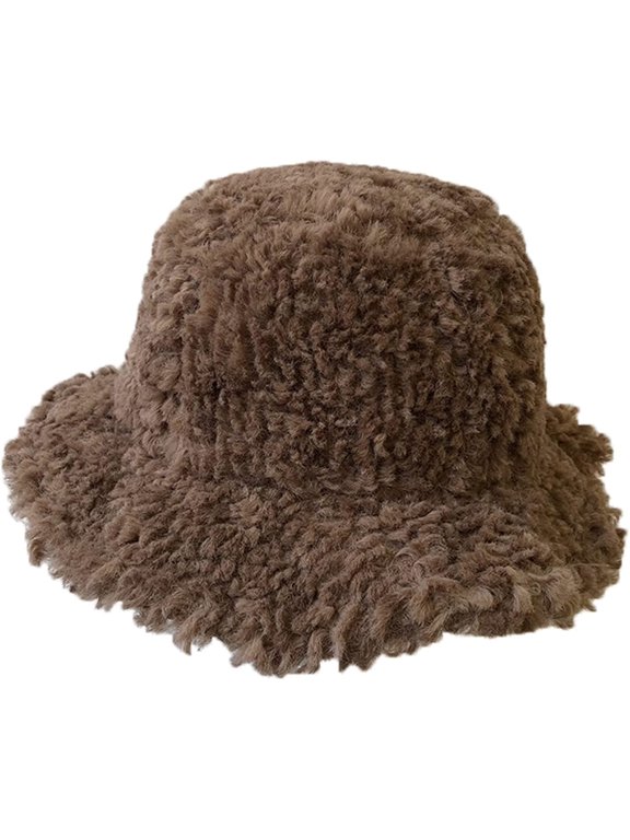 Plain Bucket Hats for Women Minority Design Wave Brim Fisherman Hat Autumn Winter Cold Proof Plush Cloud Basin Caps