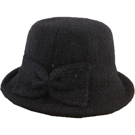 CoCopeaunts Plain Color Bucket Hat for Women Bow Decorated Imitation Mink Velvet Rolled Edge Basin Cap Outdoor Warm Cap for Girls