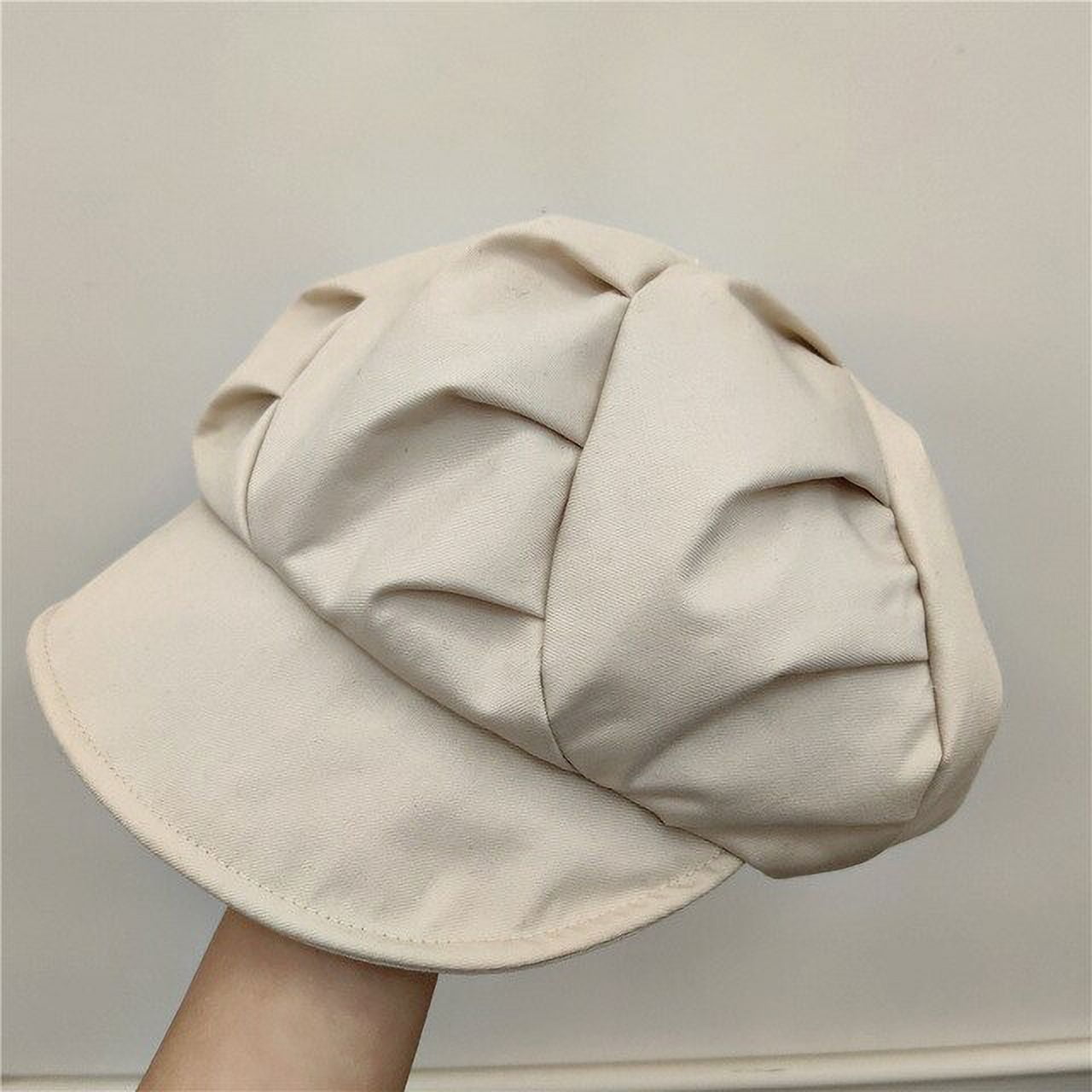 7161 Women Fashion Pleated Cloud Beret Hats Vintage Octagonal Peaked Caps Women Cloud Beret Hat Korean Style Wrinkle Design Irregular  main image 4