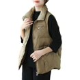 thumbnail image 1 of CoCopeaunts Puffer Vest for Women Sleeveless Outerwear Warm Lightweight Fashion Stand-up Collar Down Vest Padded Gilet, 1 of 4