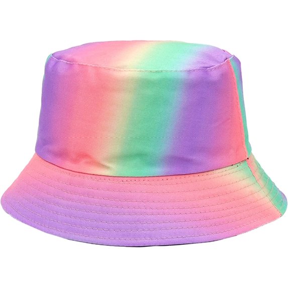 CoCopeaunts Rainbow Women Bucket Hats Double-Side-Wear Reversible Men Fisherman Hat Summer Sunscreen Outdoor Sport Casual Street