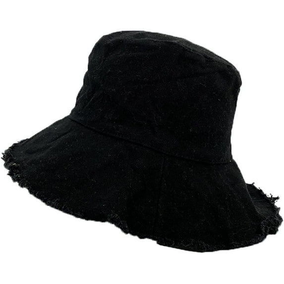 CoCopeaunts Raw Edge Plain Bucket Hat Women Small Fresh Fisherman Hat Leisure Literature Wild Sun Hat Trendy Simple Basin Hat