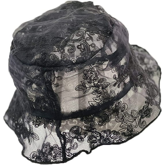 CoCopeaunts Rayon Clear Bucket Hat for Women Fashion Flower Knitting Bucket Cap Sweet Ladies Basin Hat Travel Sun Protection