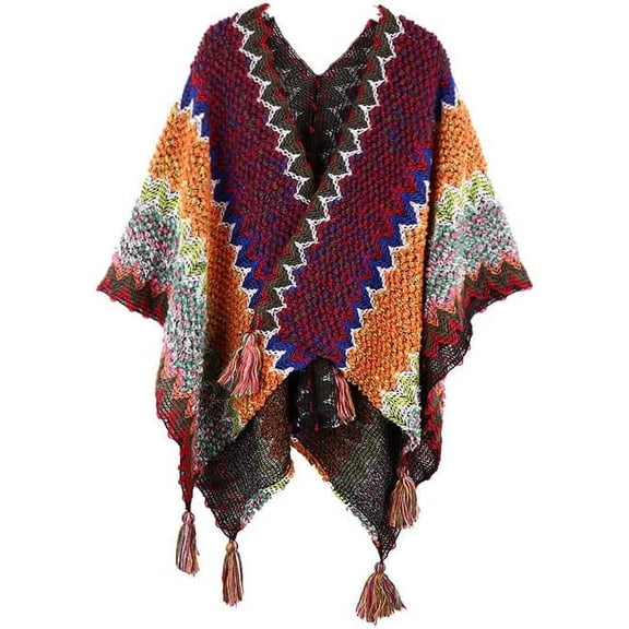 CoCopeaunts Retro Fashion Shawl Wrap for Women Open Front Poncho Cape Winter Warm Blanket Large Scarves Soft Shawls Coat