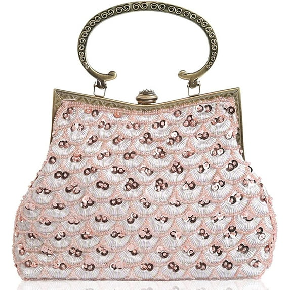 CoCopeaunts Retro Hollow Shoulder Bag for Women Evening Clutch Bag Kiss Lock Crossbody Bag Top Handle Handbag Wedding Purse