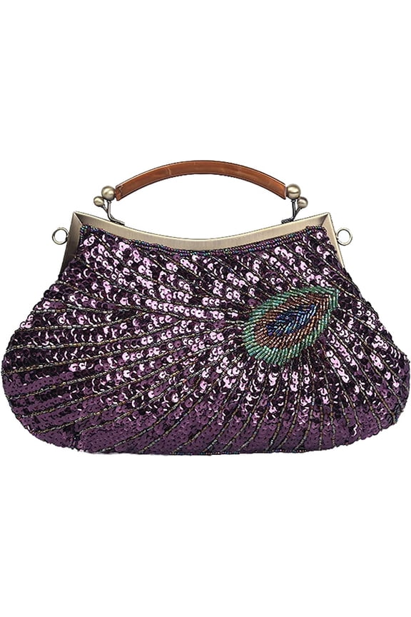 s Retro Peacock Handbag Sequin Clutch Bag Evening Shoulder Bag Wedding Crossbody Bag Top Handle Satchel Kiss Lock Purse