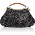 thumbnail image 1 of CoCopeaunts Retro Peacock Handbag Sequin Clutch Bag Evening Shoulder Bag Wedding Crossbody Bag Top Handle Satchel Kiss Lock Purse, 1 of 6