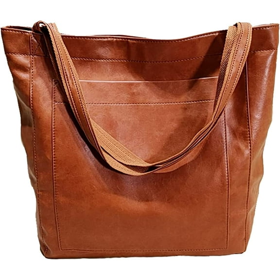 CoCopeaunts Retro Tote Bag for Women PU Leather Shoulder Bag Large Capacity Handbag Work Satchel Commuter Purse