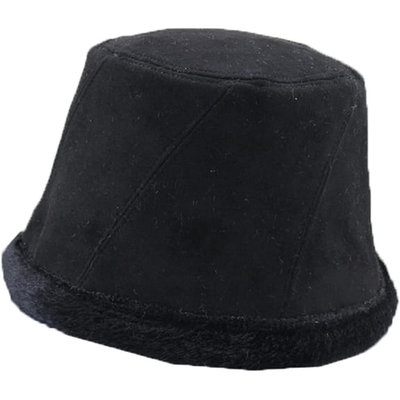 CoCopeaunts Reversible Bucket Hats Suede Fisherman Hat Double-Sided Wear Thickened Plush Brim Basin Hat Women Outdoor Keep Warm
