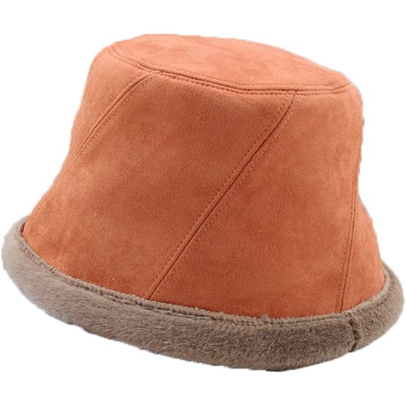 CoCopeaunts Reversible Bucket Hats Suede Fisherman Hat Double-Sided Wear Thickened Plush Brim Basin Hat Women Outdoor Keep Warm